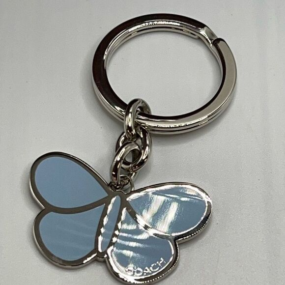 Silver Blue Butterfly Coach  Purse Cham Key Chain - Picture 4 of 4